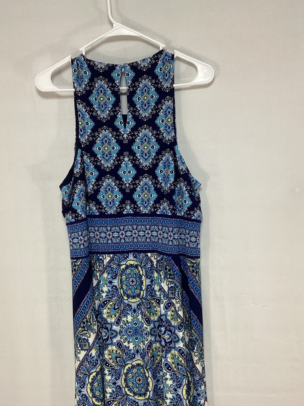London Times Size 16 Navy and Blue Printed Halter Maxi Dress - Picture 7 of 14